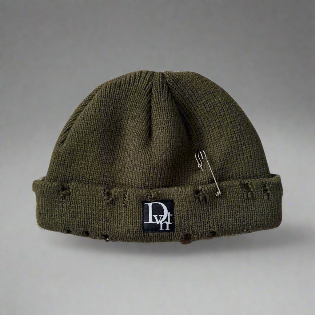DVNT Logo Distressed Skully Beanies