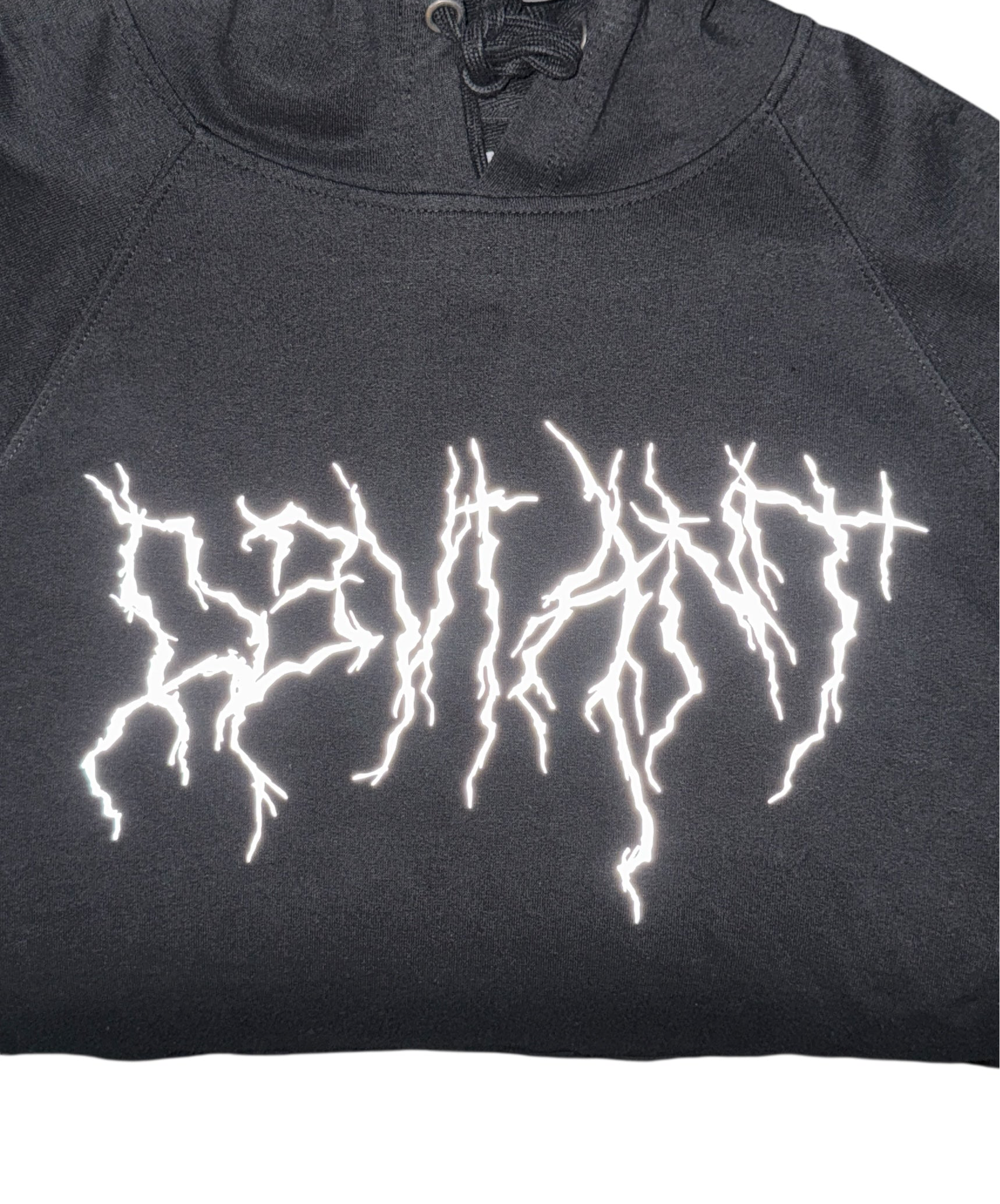 Deviant Reflective Black Metal Logo Hoodie-Black