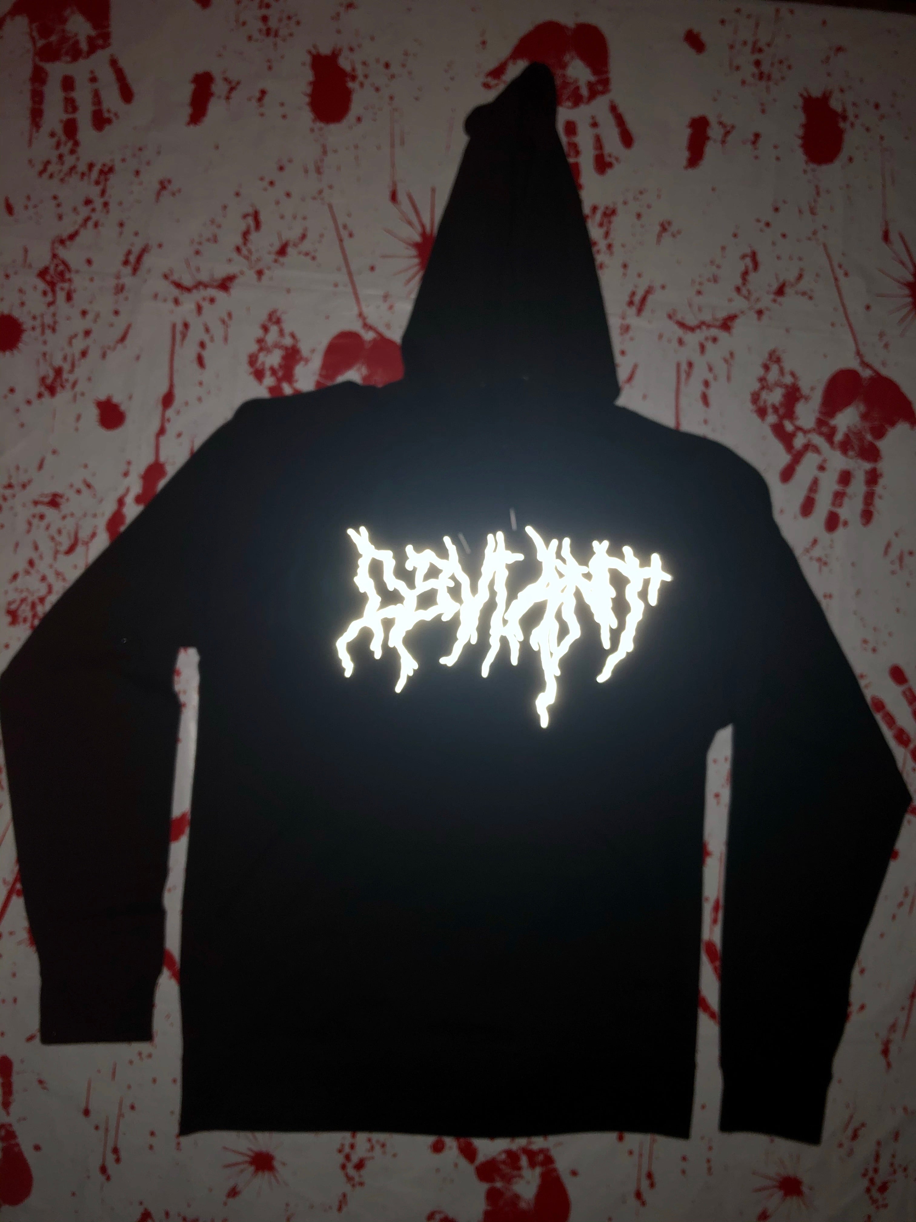 Deviant Reflective Black Metal Logo Hoodie-Black